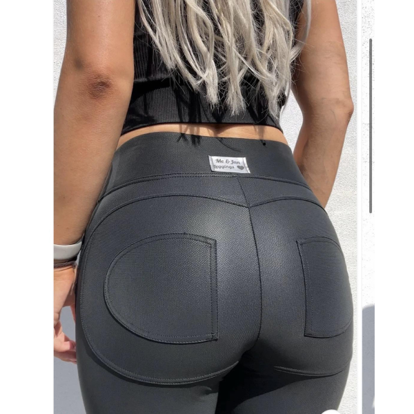Legginsy modelujące / wysoki stan / eko skóra / SNAKE / Push Up / XS - S - M - L - XL